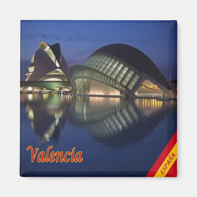 zES030 VALENCIA Panorama Spanien, Fridge Magnet (Framsidan)