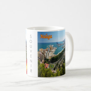 zES032 panorama över MALAGA, Spanien, Europa, kaff Kaffemugg