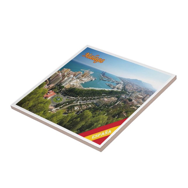 zES032 panorama över MALAGA, Spanien, Europa. Kakelplatta (Sidan)