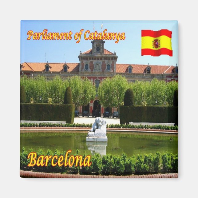 zES039 BARCELONA, Spanien Square, Fridge Magnet (Framsidan)