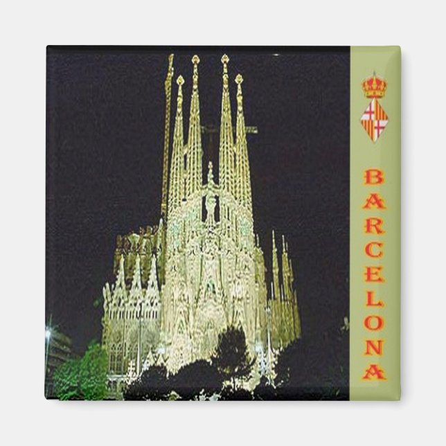 zES041 BASILICA SAGRADA FAMILIA, Barcelona, Fridge Magnet (Framsidan)