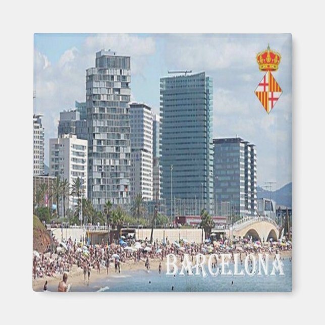 zES042 BARCELONA, Beach, Spanien, Fridge Magnet (Framsidan)