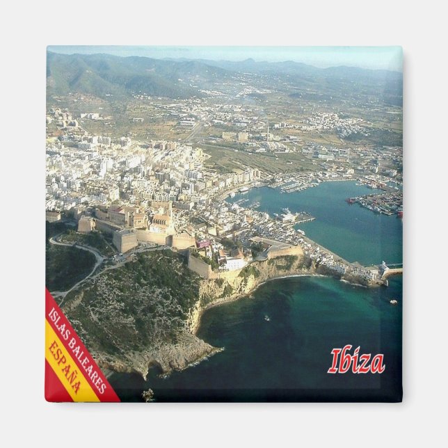 zES043 EIVISSA Panorama Spanien, Fridge Magnet (Framsidan)