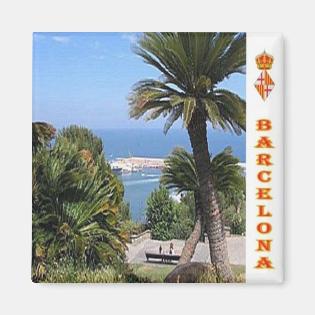 zES044 BARCELONA Panorama Spanien, Fridge Magnet (Framsidan)