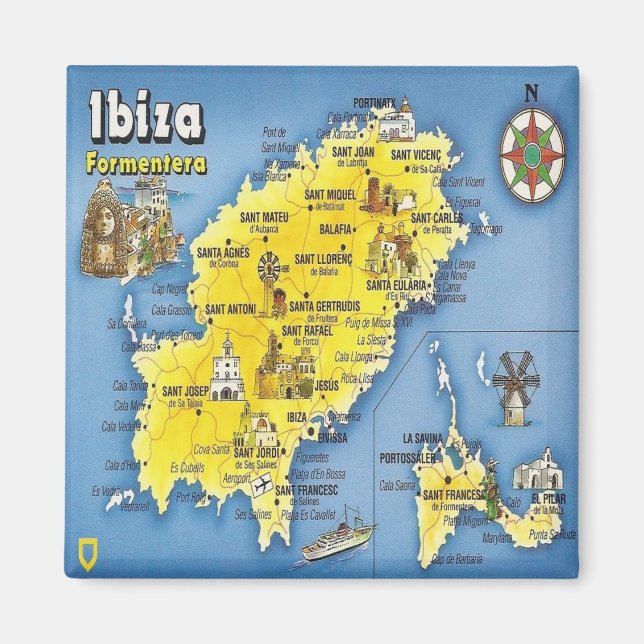 zES052 EIVISSA karta, Spanien, Fridge Magnet (Framsidan)