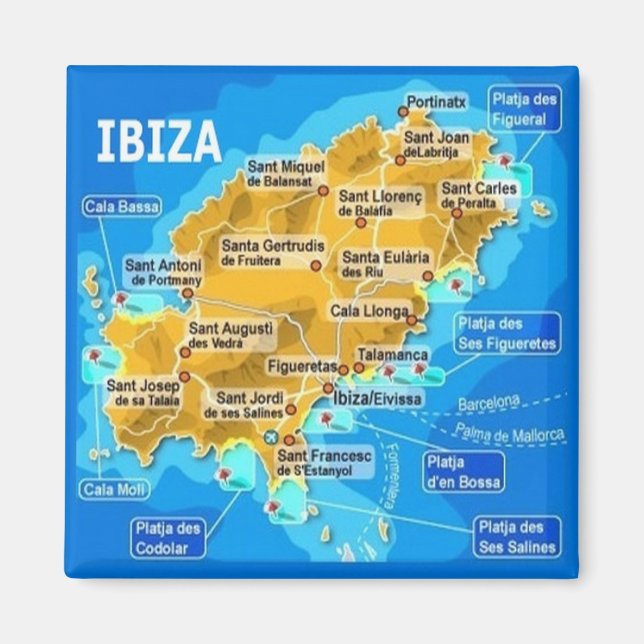 zES053 EIVISSA, Karta, Kylskåp Magnet (Framsidan)