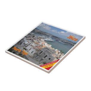 zES054 EIVISSA Old Town Harbour, Spanien. Kakelplatta
