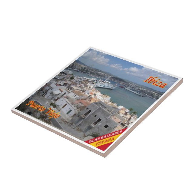 zES054 EIVISSA Old Town Harbour, Spanien. Kakelplatta (Sidan)