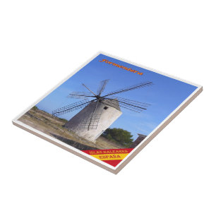 zES062 FORMENTERA WINDMIL, Balearic Spain. Kakelplatta