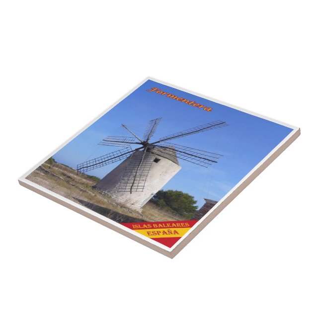 zES062 FORMENTERA WINDMIL, Balearic Spain. Kakelplatta (Sidan)