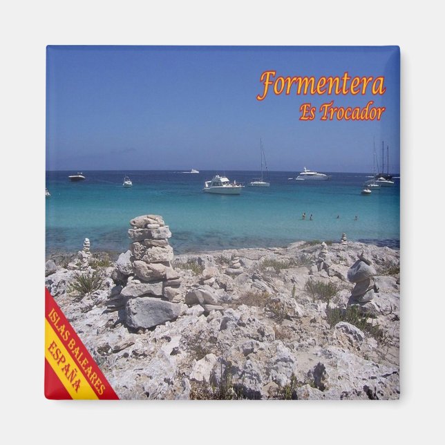 zES065 FORMENTERA TROCADOR BEACH, Balearic, Fridge Magnet (Framsidan)