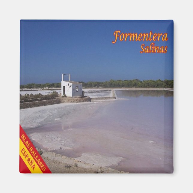 zES068 FORMENTERA SALTWORKS, Balearic, Fridge Magnet (Framsidan)