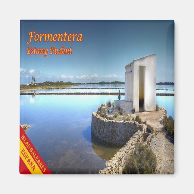 zES070 FORMENTERA SJÖ PUDENT, Balearic, Fridge Magnet (Framsidan)