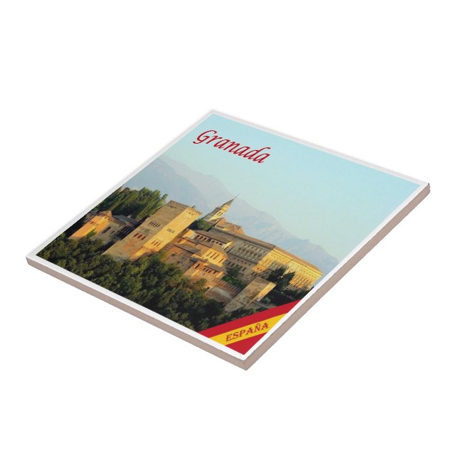 zES072 GRANADA panorama Spanien Kakelplatta (Sidan)