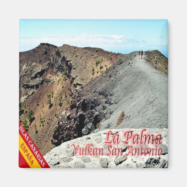 zES081 LA PALMA, VOLCAN SAN ANTONIO, Spanien, Frid Magnet (Framsidan)