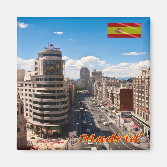zES094 MADRID, DOWNTOWN AVENUE, Spanien, Fridge Magnet (Framsidan)