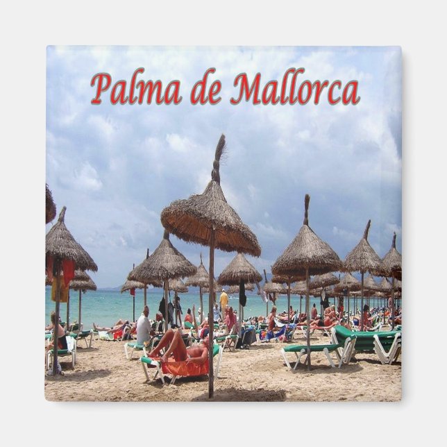 zES128 PALMA DE MALLORCA, The Beach, Fridge Magnet (Framsidan)