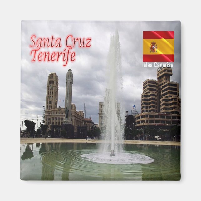 zES138 TENERIFE Santa Cruz Plaza de Espana, Fridge Magnet (Framsidan)