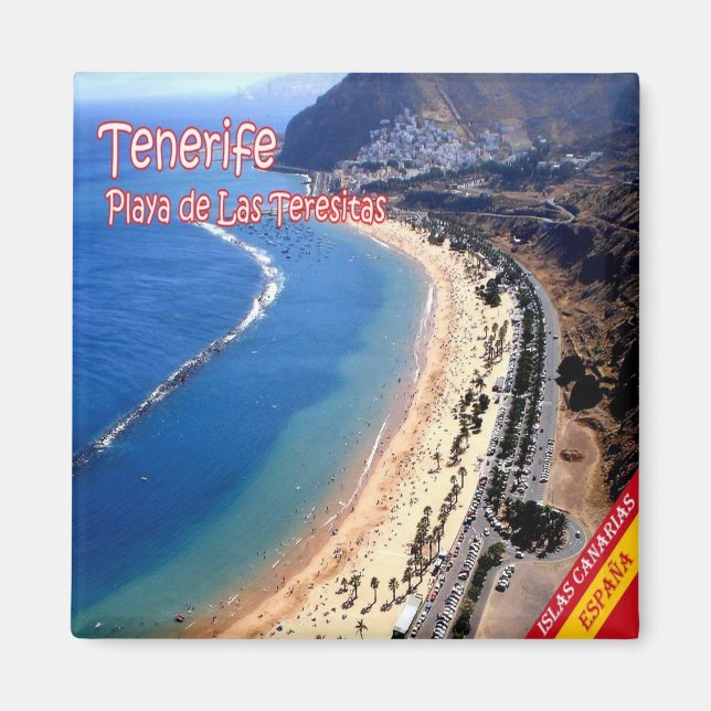 zES139 TENERIFE Teresitas Beach, Kanarieöarna, Fri Magnet (Framsidan)