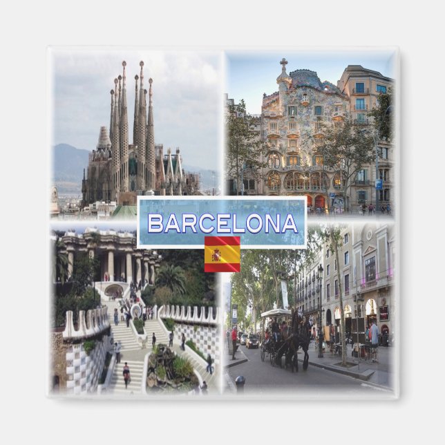 zES155 BARCELONA Sagrada Familia Casa Batllo  Magnet (Framsidan)