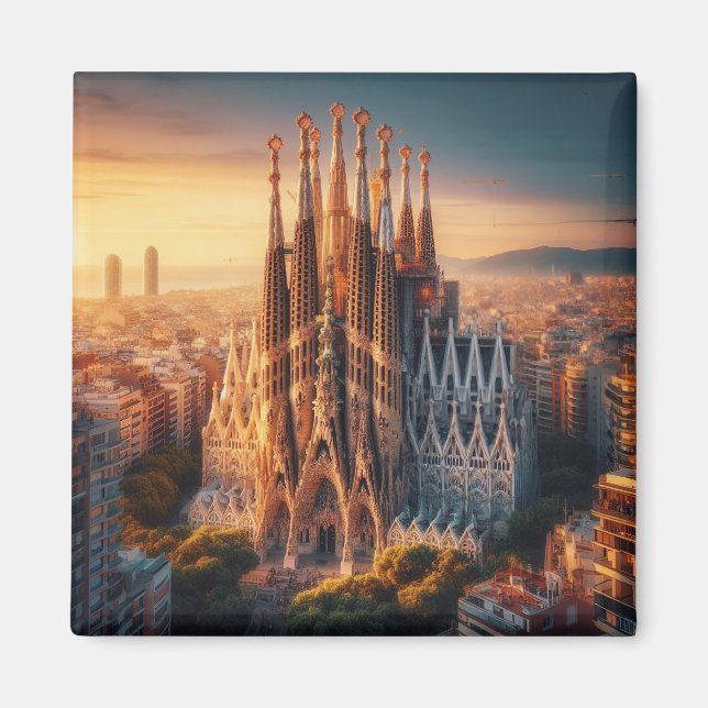 zESa13 BARCELONA Basilica Sagrada Familia, kylskåp Magnet (Framsidan)