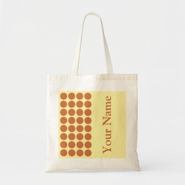 Zest Cream Neutralt Dots med namn text Tygkasse (Framsidan)