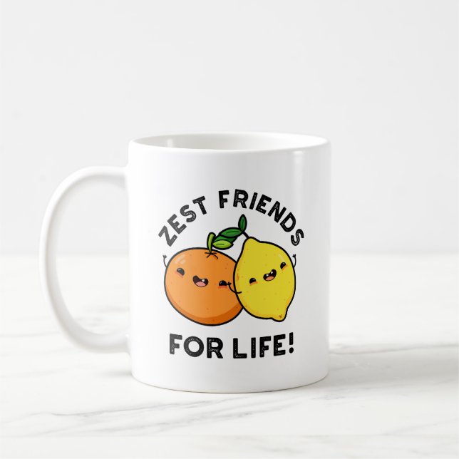 Zest Friends for Life Funny Citrus Fruit Pun Kaffemugg (Vänster)