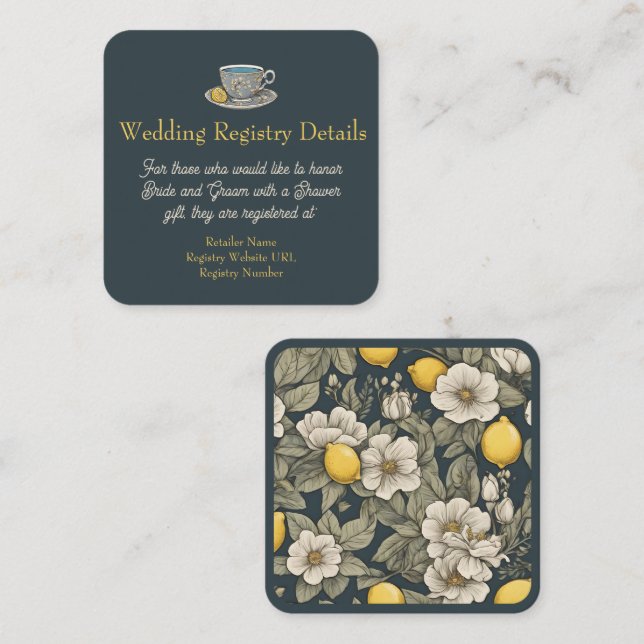 Zest Wishes Citron Bröllopspresentregistreringskor Tilläggskort (Fram/baksida)