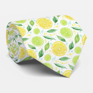 Zesty Citrus Grön och Lemon Vibrant Vattenfärg Slips