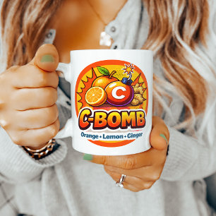 Zesty Citrus Pop Art C-Bomb Teblandning Kaffemugg