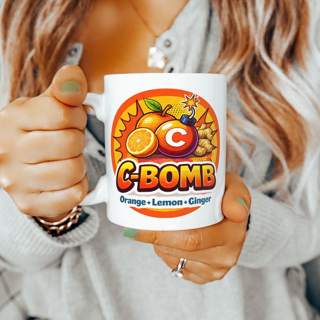 Zesty Citrus Pop Art C-Bomb Teblandning Kaffemugg (Skapare uppladdad)