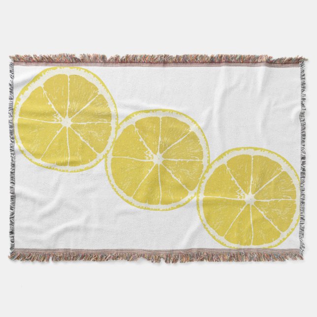 Zesty Lemon Slice Trio Throw Blanket Filt (Framsidan)