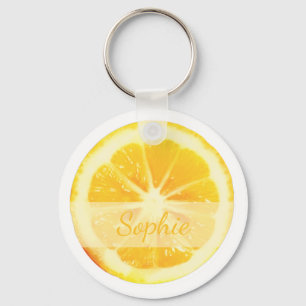 ZESTY LEMON SLICED GULT CITRUS FRUKT SPRINGTIME NYCKELRING