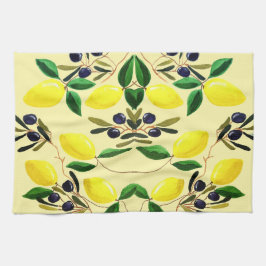 Zesty Lemons and Olives Kitchen Towels Kökshandduk