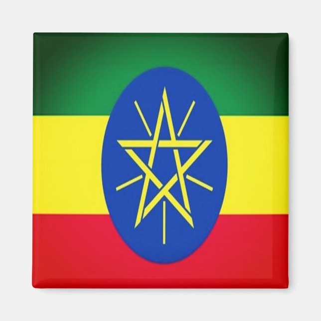 zET001 ETIOPIA, FLAGGA, Afrika, Fridge Magnet (Framsidan)