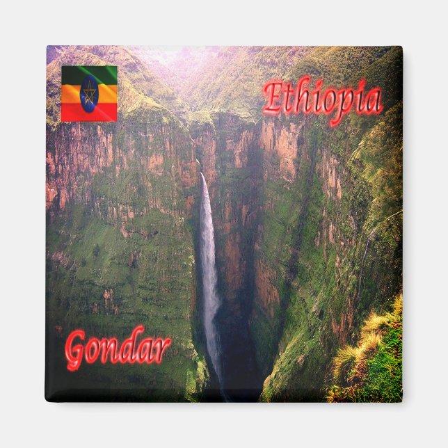 zET011 GONDAR, Waterfall, Etiopien, Afrika, Fridge Magnet (Framsidan)