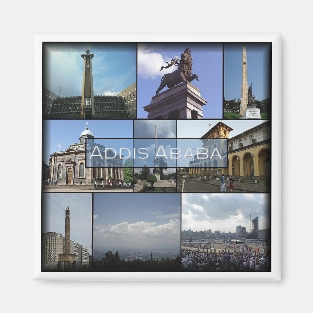 zET012 ADDIS ABABA, Mosaic, Etiopien, Fridge Magnet (Framsidan)