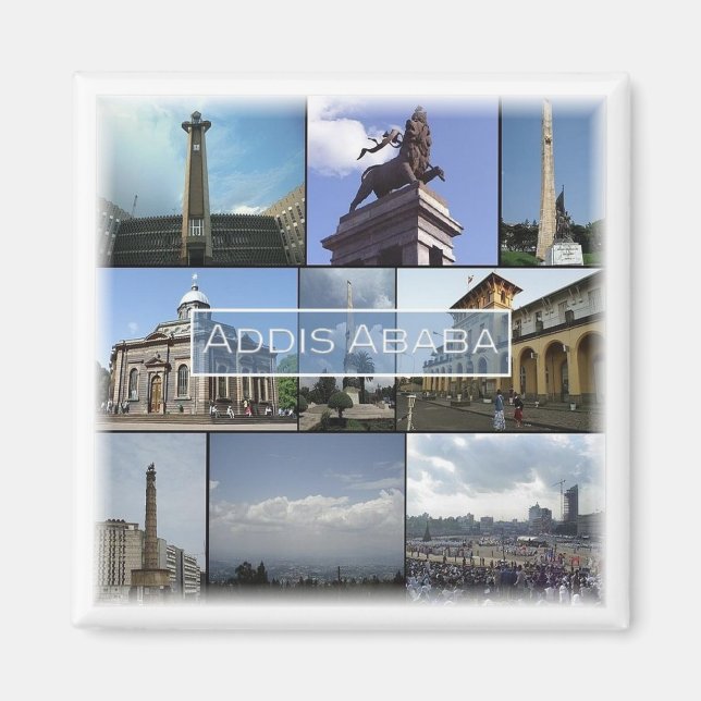zET014 ADDIS ABABA, Mosaic, Etiopien, Fridge Magnet (Framsidan)