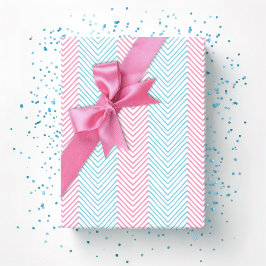 Zeta Chevron-rand i rosa och akvatisk Presentpapper