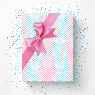 Zeta Chevron-rand i rosa och akvatisk Presentpapper