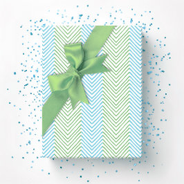 Zeta Chevron Stripe in Green and Aqua Presentpapper