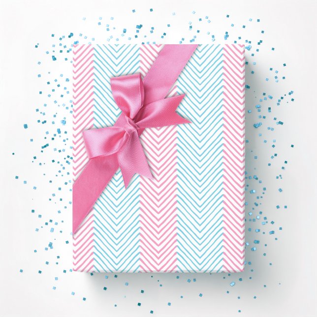 Zeta Chevron Stripe in Pink and Aqua Presentpapper (Skapare uppladdad)