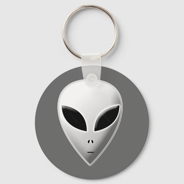 Zeta Reticulan Roswell Grått Alien Keychain Nyckelring (Framsida)
