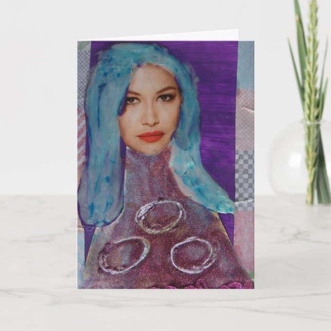 Zetti Girl, Blue Hved Girl, Birthday Kort (Framsida)