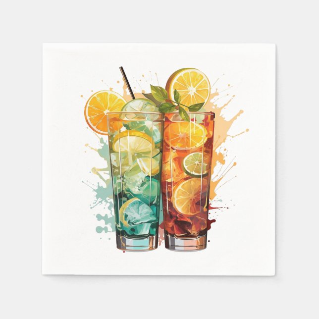 🌟 "Zety Cocktail Hour" Papper Napkins 🍊 🌟 Pappersservett (Framsidan)
