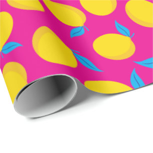 Zety Gult Lemons Summer Vibrant Rosa Seamless Presentpapper