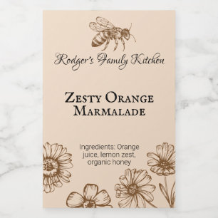 Zety Orange Marmalade Blommigt Honungsbi Livsmedel Mat Etikett