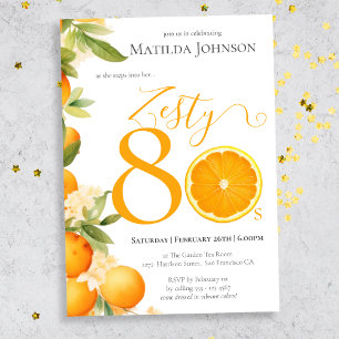Zety Orange Roligt 80:e Födelsedagsfest inbjudan