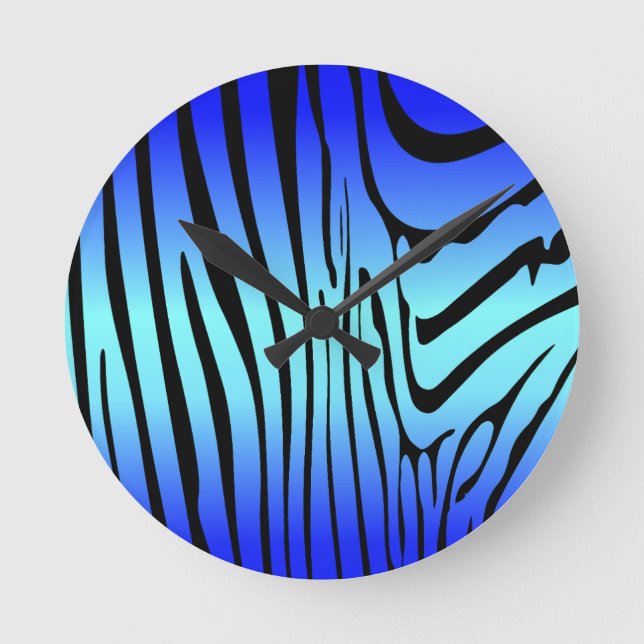 Zety Zebra Blue Rund Klocka (Framsida)