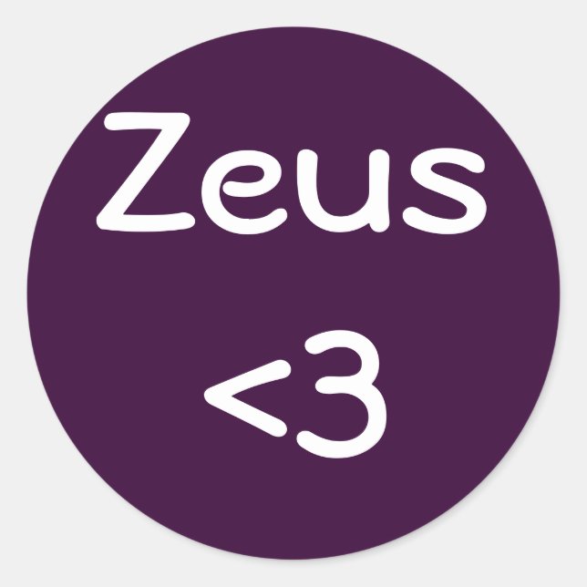 Zeus <3-dekal runt klistermärke (Framsida)
